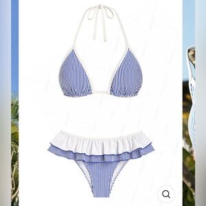 Seamolly Striped Blue and White Bikini Set
